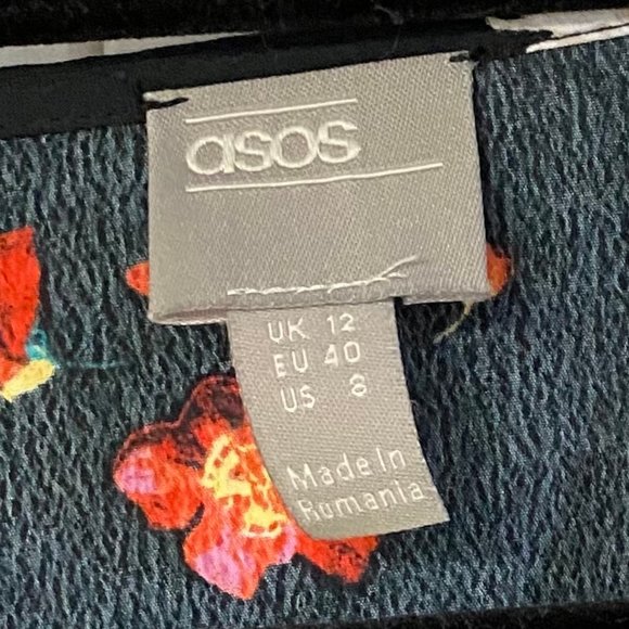 ASOS Long Sleeve Black and Red Floral Top - US 8 - Picture 2 of 4